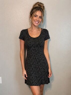 Vintage Clientele Black Floral Scoop Neck Dress